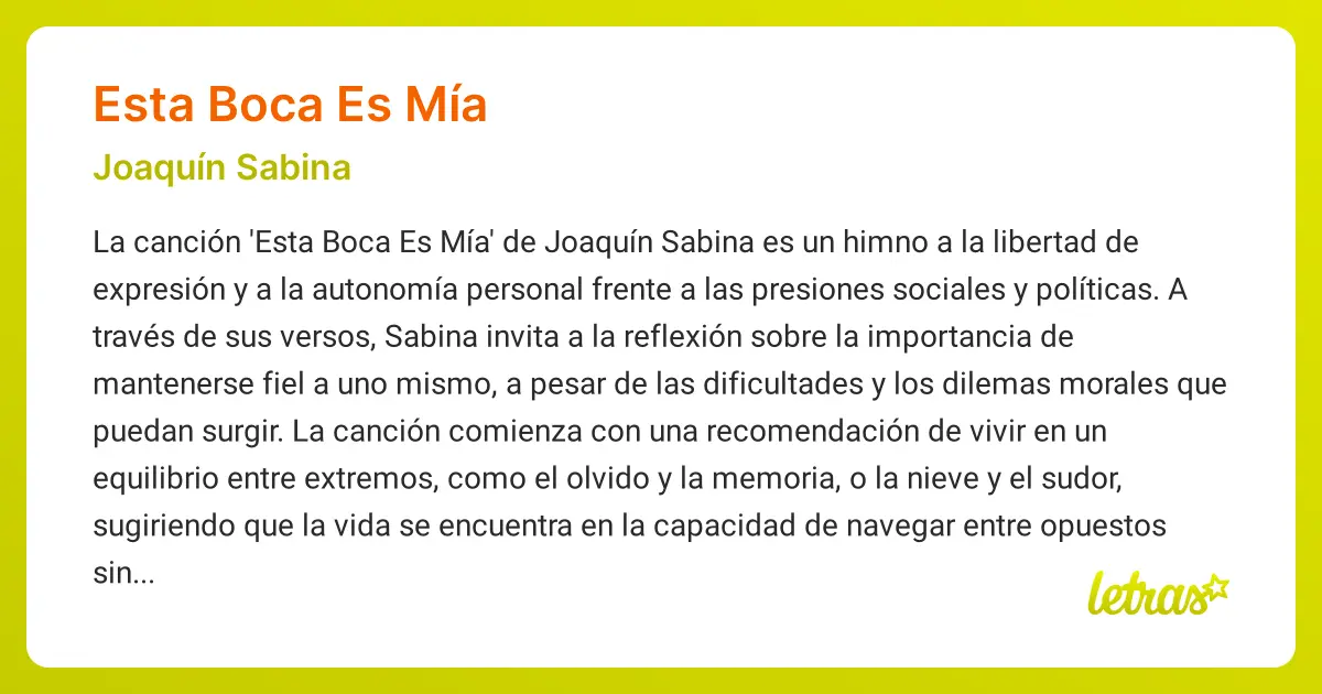 boca joaquin sabina - Qué quiere decir la canción "Esta boca es mía"